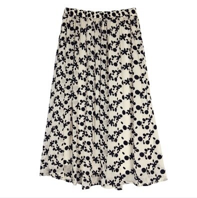 スカート レディース マキシ丈 フレア 花柄 モノトーン ウエストゴム 楽ちん 普段使い かわいい シンプル カジュアル 休日 旅行公園 お出かけ ホワイト 韓国 コーデ モテ イベント 着回し