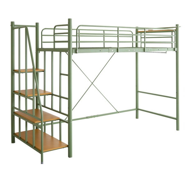 ホームテイスト 北欧インテリア 階段付き パイプロフトベッドLevata-レヴァタ-HOHT70-102-GE グリーン メーカー直送 32,435円
