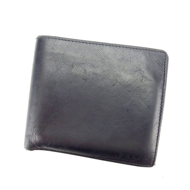 二つ折り財布 ブラック 中古