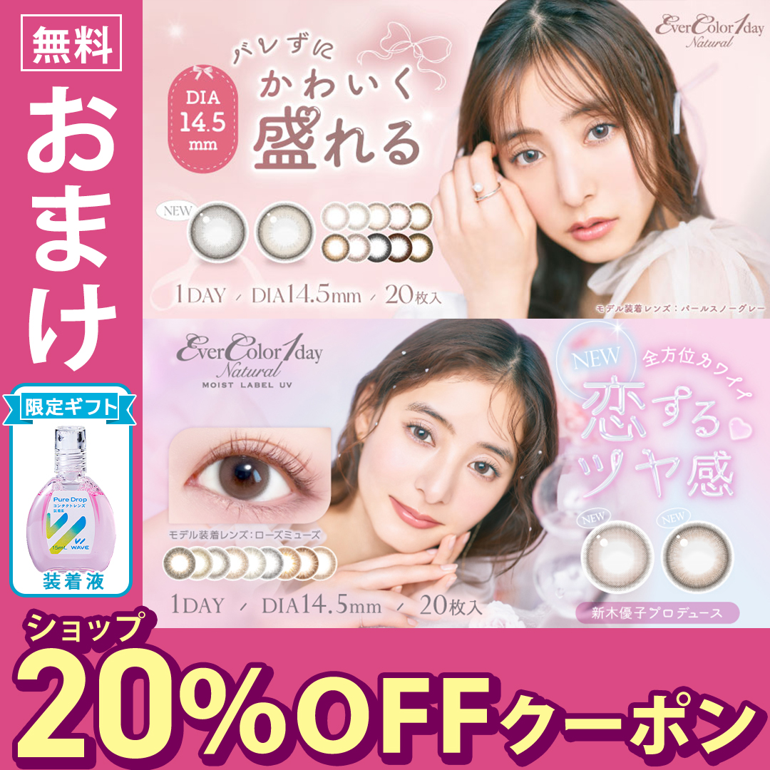【4箱】【レビュー記入でP500】エバーカラーワンデー ナチュラル/モイストレーベル 20枚入り 4箱