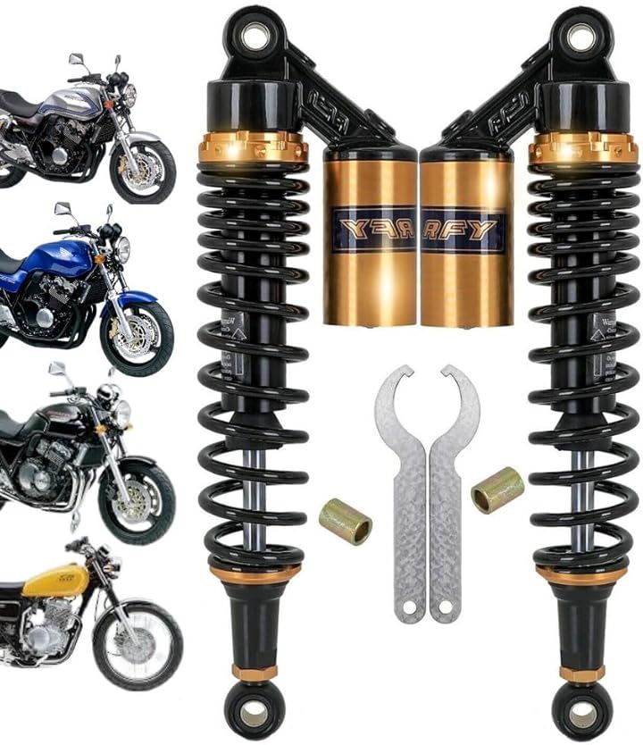 互換品 リアサスペンション 汎用 オートバイ CB400SF VTEC NC39 320mm 330mm 調整式 ブラック ゴールド リアショック バイク