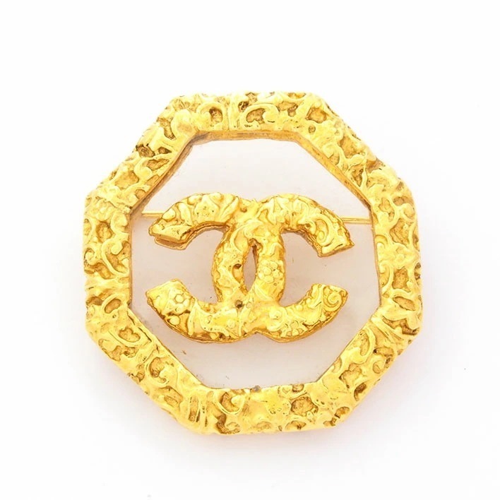 シャネル ココマーク アラベスクモチーフ クリア 回転ピンタイプ 【ブローチ】