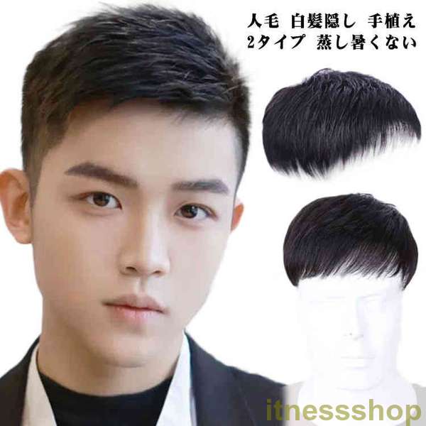 [お勧め商品]新品 男性用ウィッグ ショート ヘアピース メンズウィッグ 人毛 黒 短い 通気性 トップカバー　蒸し暑くない 手植え 白髪隠し 増毛 人毛 男性用部分ウィッグ選べる2タイプ ウイッグ
