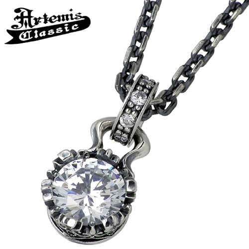 アルテミスクラシック Artemis Classic ストーン クラウン チャーム ネックレス アクセサリー 王冠 キュービック サファイア シルバー 925 スターリングシルバー ACP0218WH