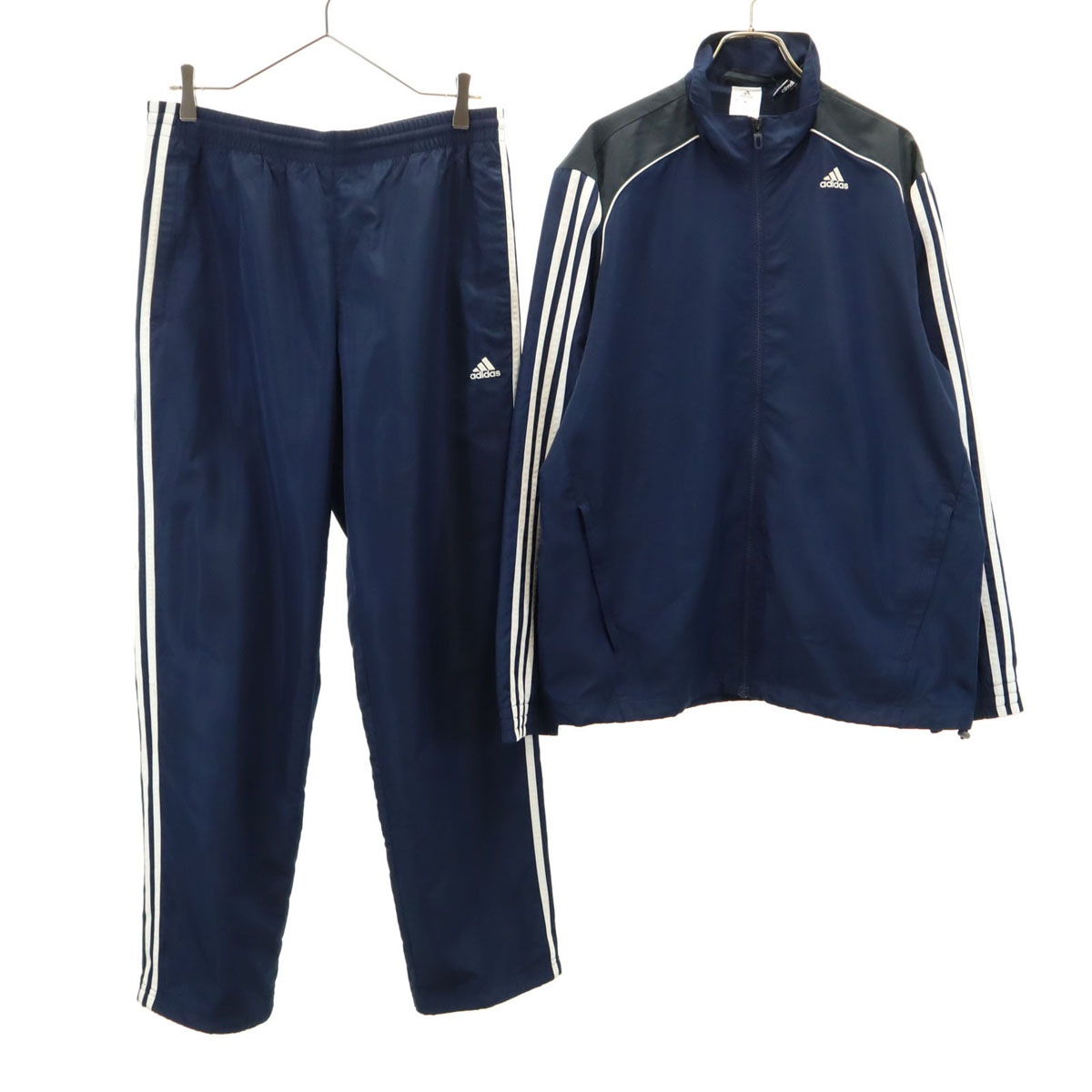 トレーニング ウインドブレーカー 上下セットアップ L ネイビー 裏メッシュ 3ライン メンズ 古着 4,959円