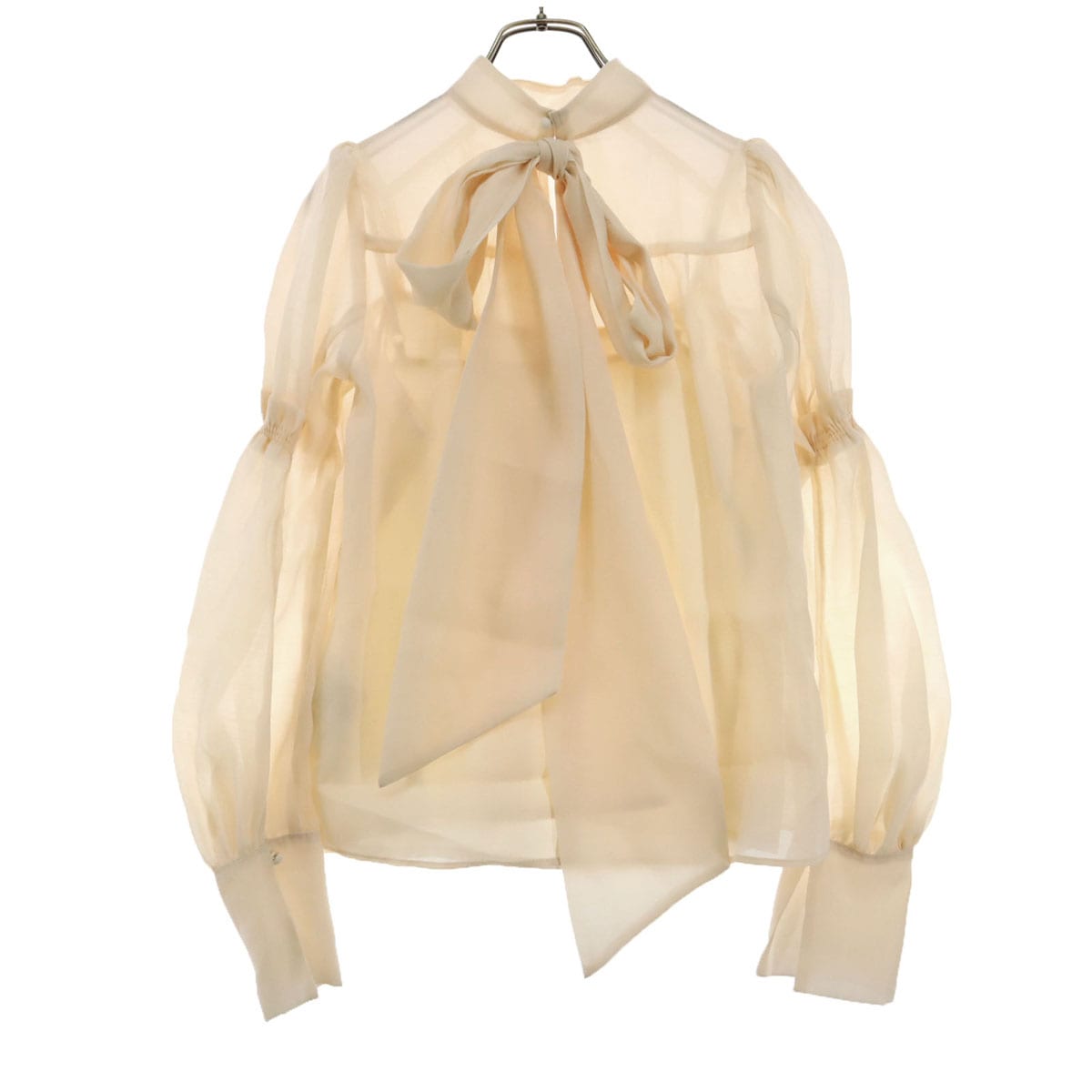美品 24SS 長袖 リボンタイ ブラウス F アイボリー LWFB244125 レディース 古着