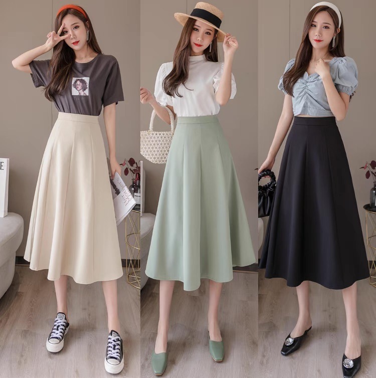 レディース スカート ボトムス カラースカート フレアスカート ロングスカート Aライン フェミニン ハイウエスト かわいい 大人可愛い きれいめ シンプル 上品 おしゃれ レトロ こなれ感 ガーリー