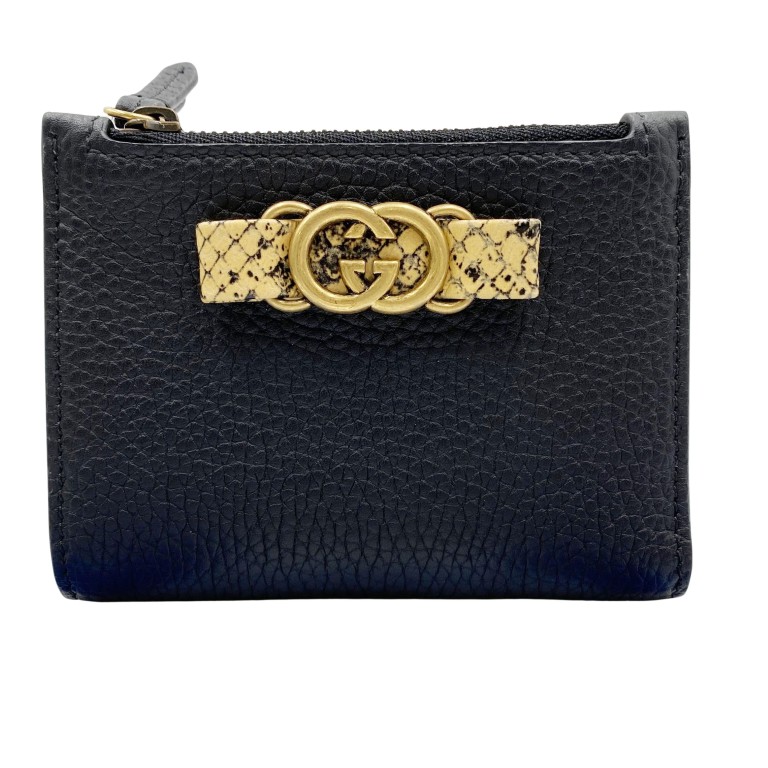 財布 インターロッキングG レザー 750459 2つ折り財布 ブラック 折財布 小銭入れ サイフ プレゼント 札入れ 人気 カード入れ ブランド ウォレット メンズ【本物保証】 34,190円