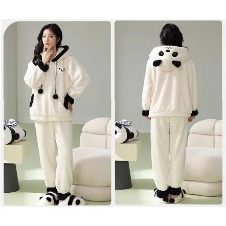 ウェア もこもこ ペア レディース メンズ 部屋着 パジャマ フード 厚手 あったか 付き 男女兼用 秋冬 部屋着 アニマル パンダ着ぐるみ オシャレ 5,045円
