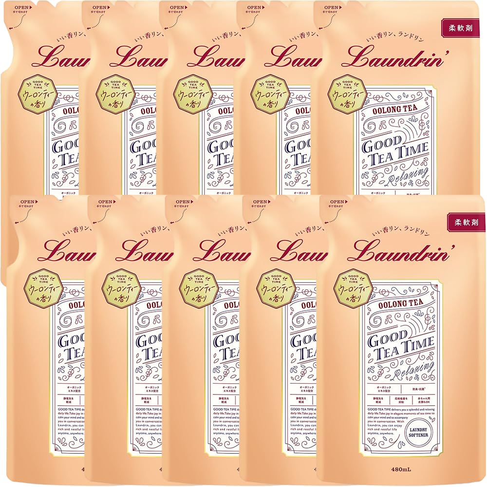 ランドリン 液体 柔軟剤 ウーロンティーの香り 詰め替え 480ml (× 10)