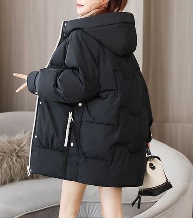 アウター コート おすすめ 人気 流行り トレンド おしゃれ お洒落 激安 安い プチプラ 中綿コート ダウン風 ミドル丈 チュニック丈 フード パーカー 無地 ジップアップ 温かい lou