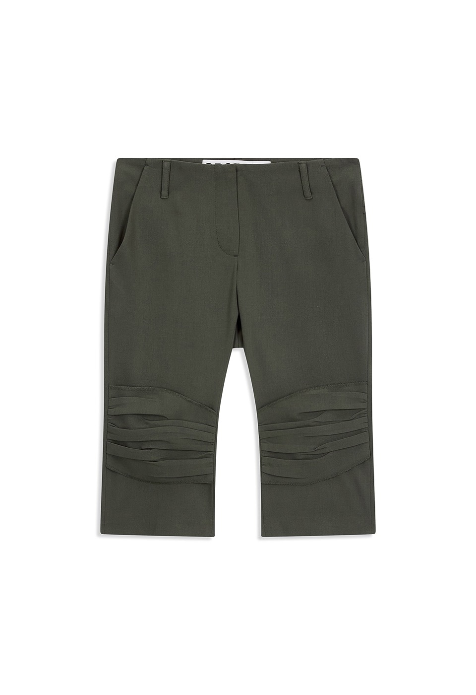 【OPEN Yy】 26SS GATHERED CAPRI SHORTS : KHAKI