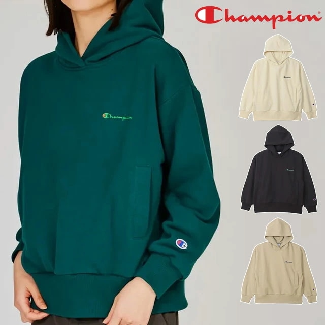 チャンピオン プルオーバーパーカー レディース CW-A104 フーデッドスウェットシャツ フード フーディー トレーナー トップス 裏毛 長袖 リラックスフィット アパレル カジュアル 無地 ロゴ