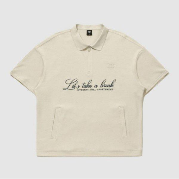 長袖Tシャツ PQA UQ221CTS49-OBE レイトチェックアウト ワッフル半袖カラーハーフジップスウェットシャツ / オートミールベージュ