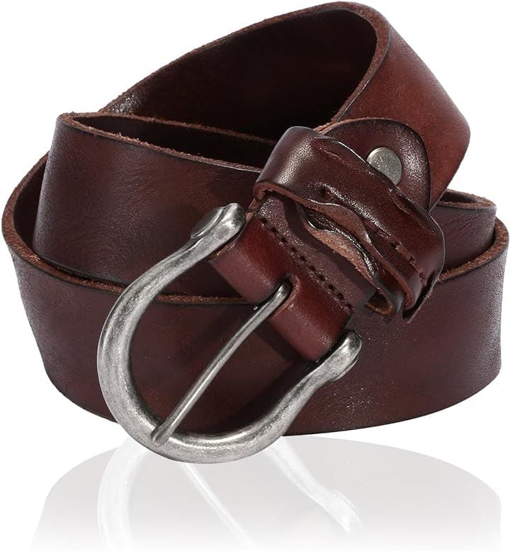 ベルト メンズ 牛革 レザーベルト ヴィンテージ加工 カジュアル バイカー アメカジ( ダークブラウン, Free Size) 5,442円