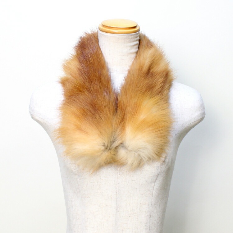 日本製 レッドフォックス ファー マフラー ショート ナチュラルカラー