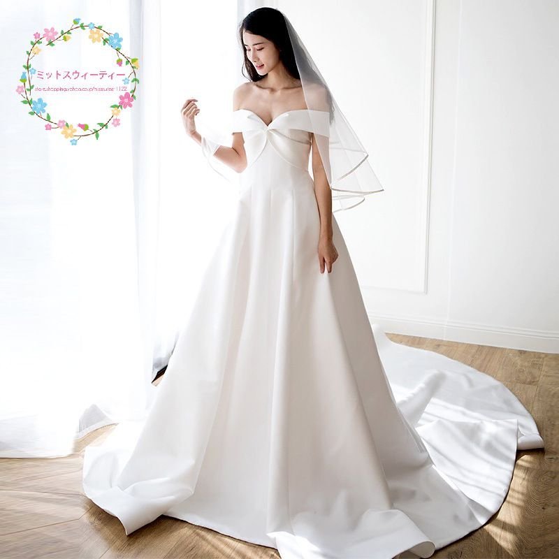 花嫁ドレス ウェディングドレス高級感ワンピースビーチフォト二次会結婚式 ブライダルパーティードレ