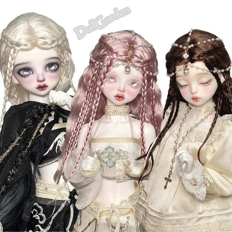 BJD 1/3 1/4 ドールウィッグ ロング 編み入り 手入れ モヘア 定型ウィッグ 異国風 プリンセス 5色 SD/小顔SD/MSDサイズ球体関節人形用ウィッグ
