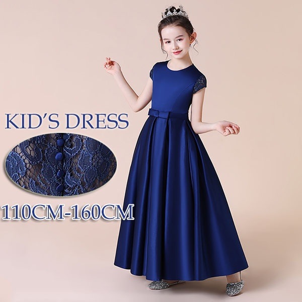 キッズドレス ピアノ発表会 中学生 ワンピース ドレス 女の子 子供ドレス ワンピース 袖あり 半袖 キャップスリーブ ロング丈 総レース 透け感 お姫様 着やせ 上品 エレガント 結婚式 子供 フォ