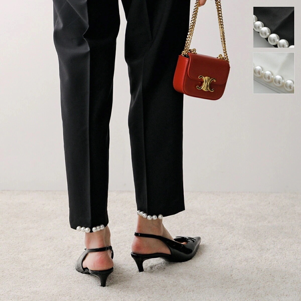 PICCIN ピッチン 裾パールパンツ 901970 レディース イージーパンツ タックパンツ センタープレス テーパード フルレングス カラー2色