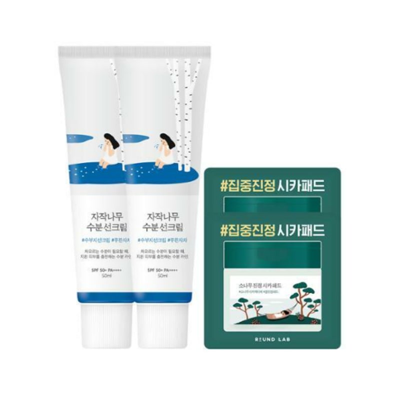 [1+1] 白樺水分日焼け止め 50ml SPF50+ PA++++ (松の木 鎮静パッド 2枚 贈呈) 水分鎮静 低刺激 受粉者差