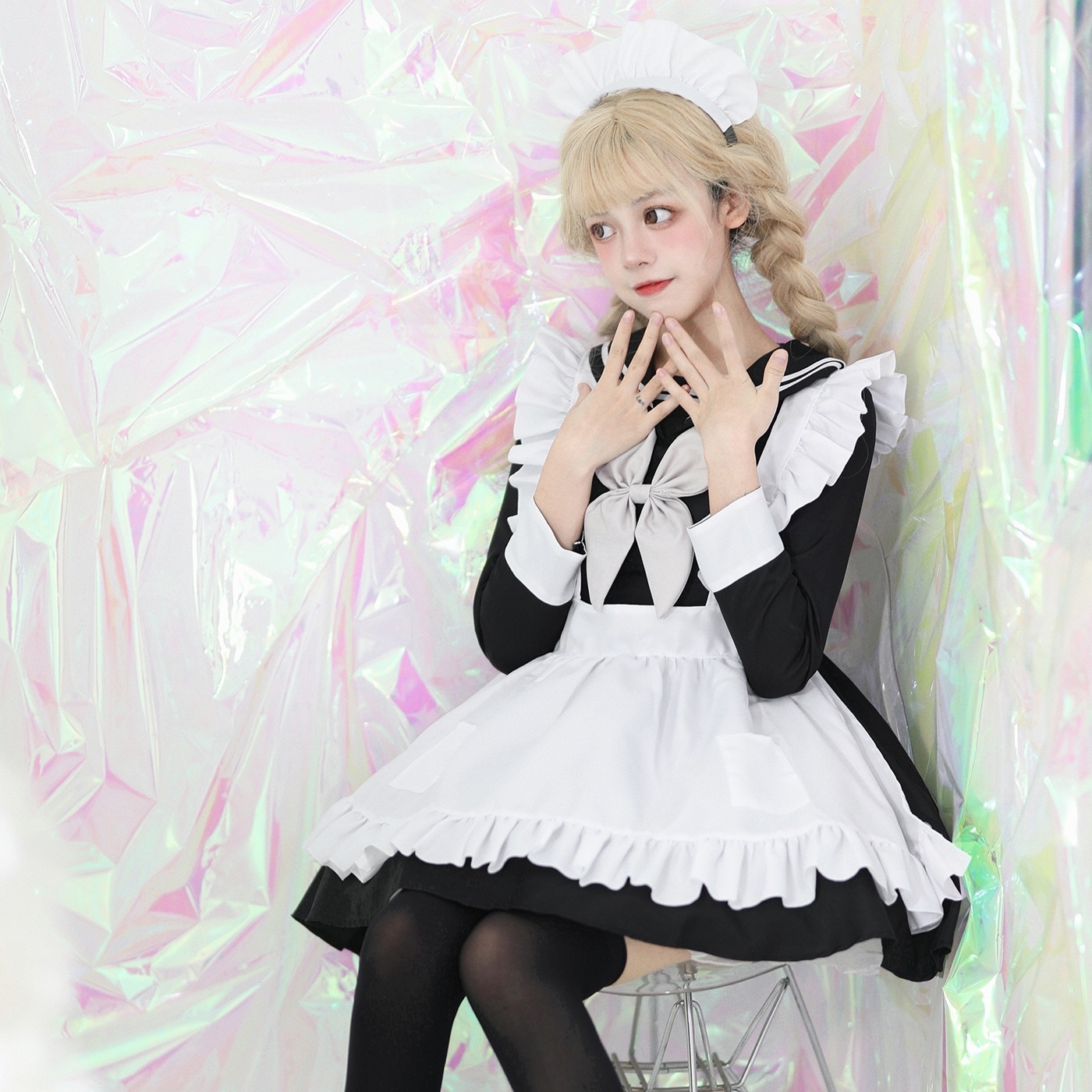 日韓セーラーユニフォーム超萌えメイド服女装コスプレ衣装長袖メイド服