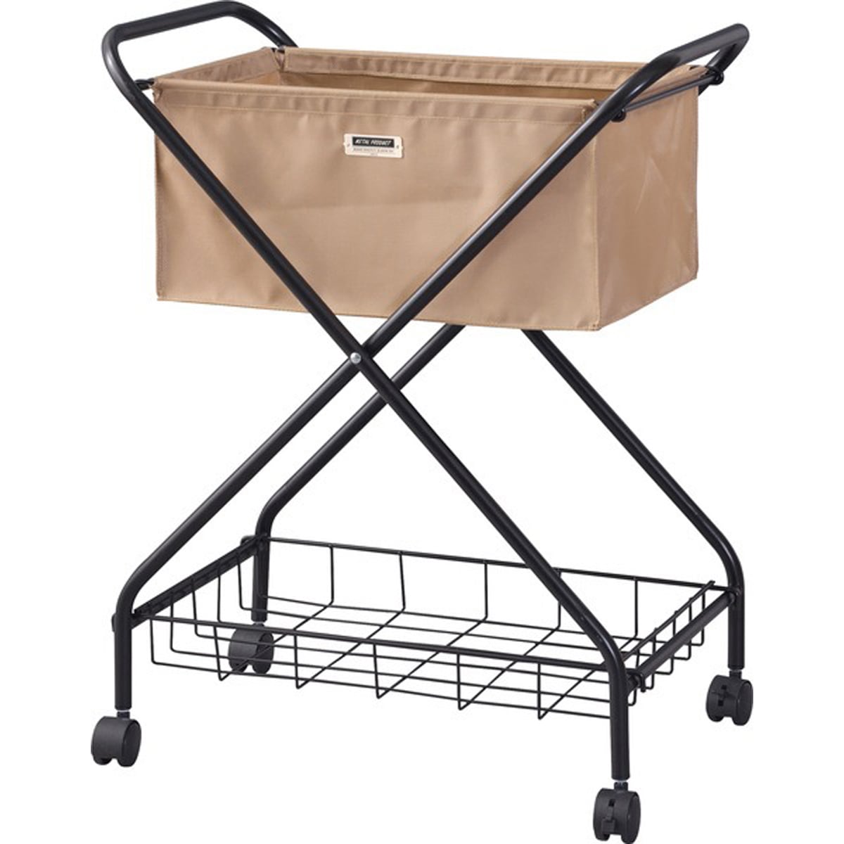 バスケットワゴン MIP-83BE MIP-83BK MIP-83GR バスケット ワゴン フォールディング 折りたたみ キャスター付き ランドリーバスケット キッチンワゴン サイドワゴン 棚付き ス