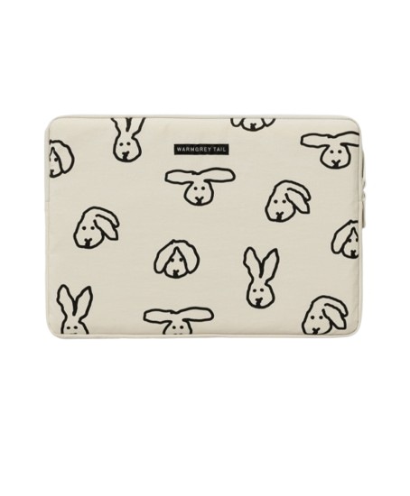 バニーイラスト ナイロン ノートパソコンケース クリーム 衝撃保護 タブレット対応