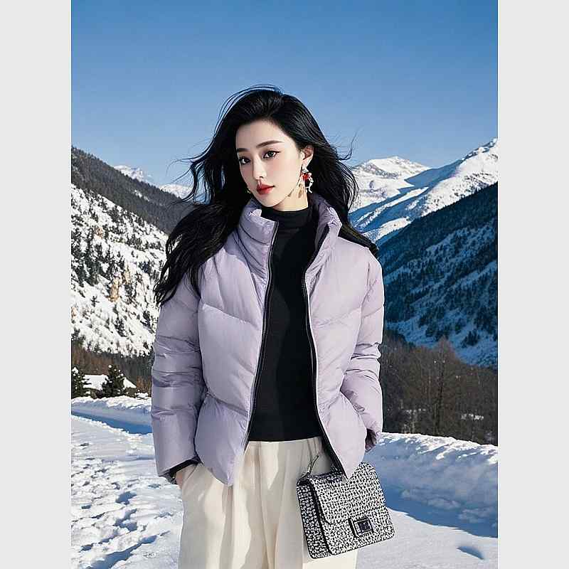 秋服 レディース ファッション オシャレ カワイイ シンプル 大人カワイイ 大きいサイズ 紫色 ダウン ジャケット ハイエンド 厚手 綿