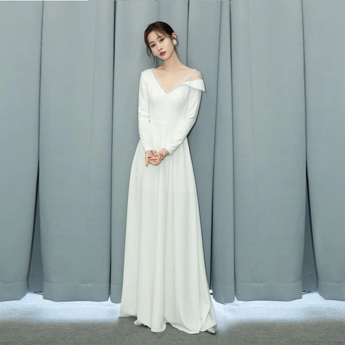 長袖Aラインドレスウェティグドレスパーティードレスロングドレス結婚式二次会海外挙式花 10,384円