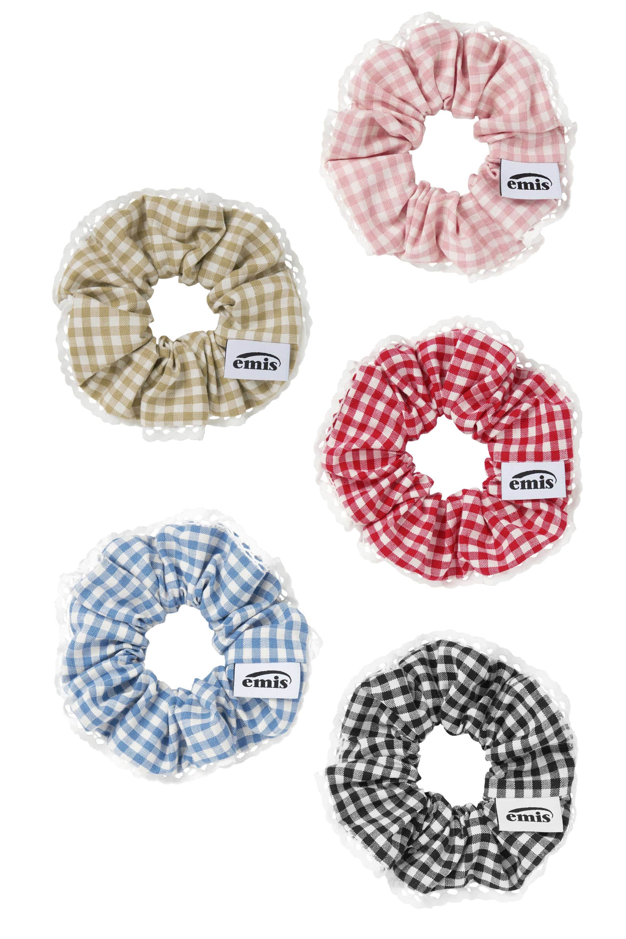 【EMIS】 GINGHAM CHECK SCRUNCHIE : 5COLORS