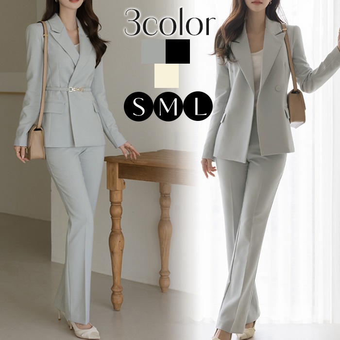 セットアップ レディース パンツスーツ 春 ベルトセット 結婚式