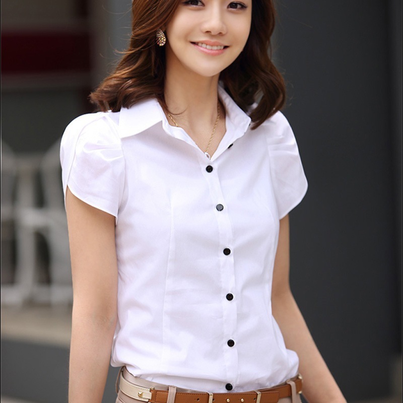 【1つ買うと10つ無料】2025ホワイトシャツの語バージョン女性の短袖の夏の作業服フォーマルな装飾プロフェッショナルオルシャツのスリミングワークウェア 28,072円