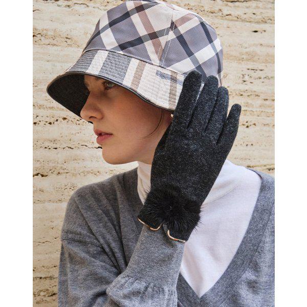 [25FW] [25fFW新商品][女性用手袋] ブラック ミンク ファー ウール手袋 DCGV5F430BK