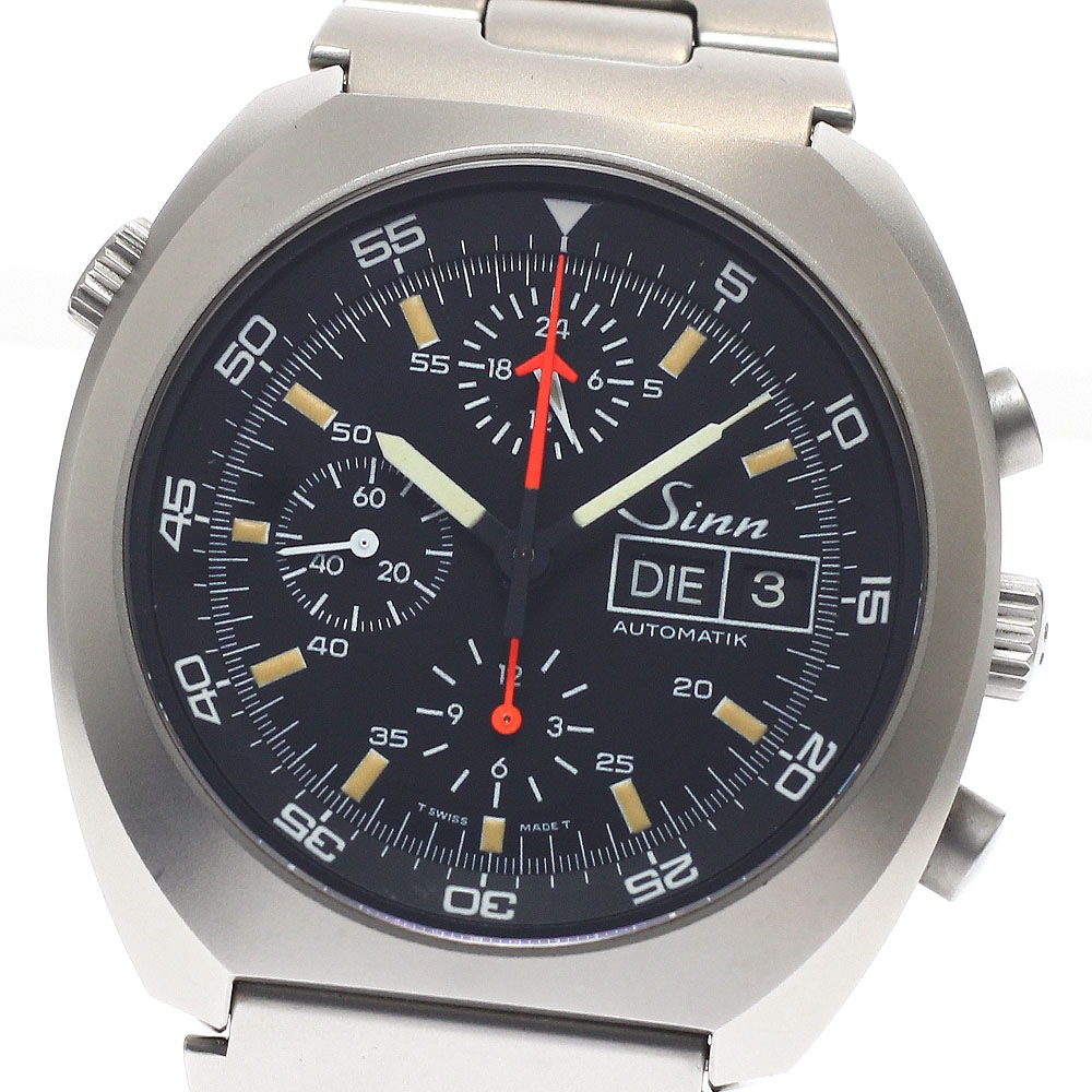 訳あり ジン Sinn 142.M スペース クロノグラフ デイデイト 自動巻き メンズ 内箱・保証書付き_939711【中古】