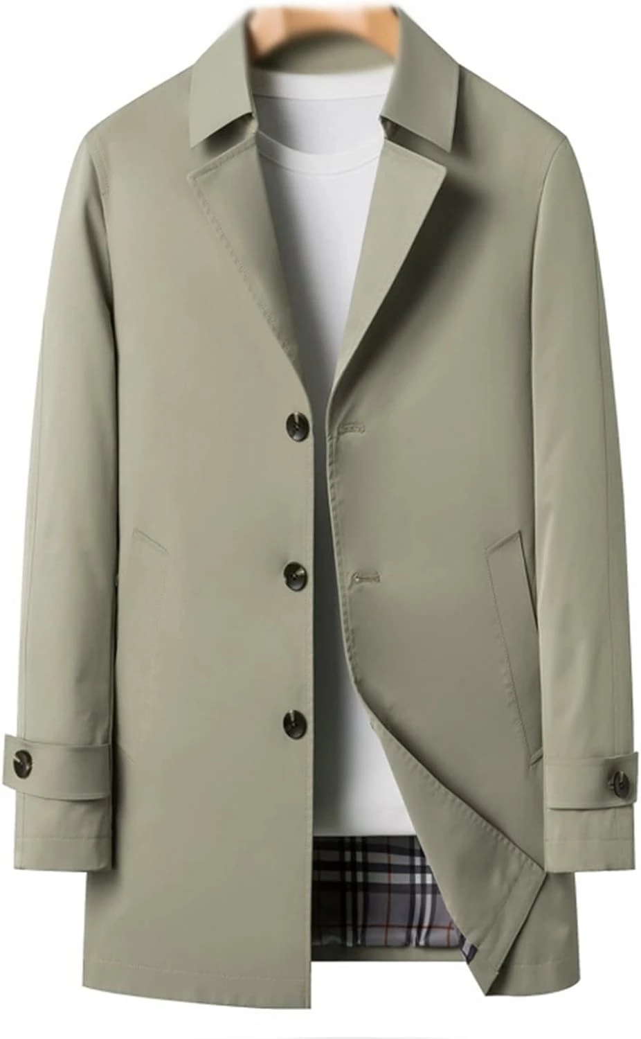 スプリングコート メンズ 春秋 トレンチコート ハーフ丈 カジュアル ビジネス ジャケット 通勤 通学 スリムコート ロング アウター 紳士 おしゃれ シンプル 折り襟 トップス