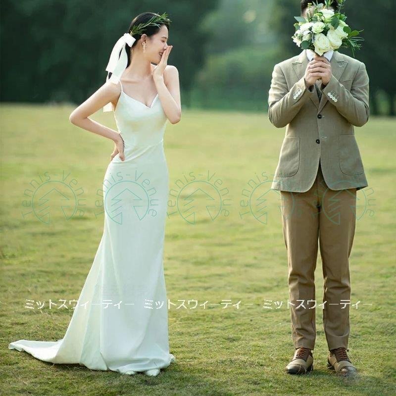 ウエディングドレス 二次会 花嫁 前撮り キャミソール ウェディングドレス ロングドレス 結婚式 大