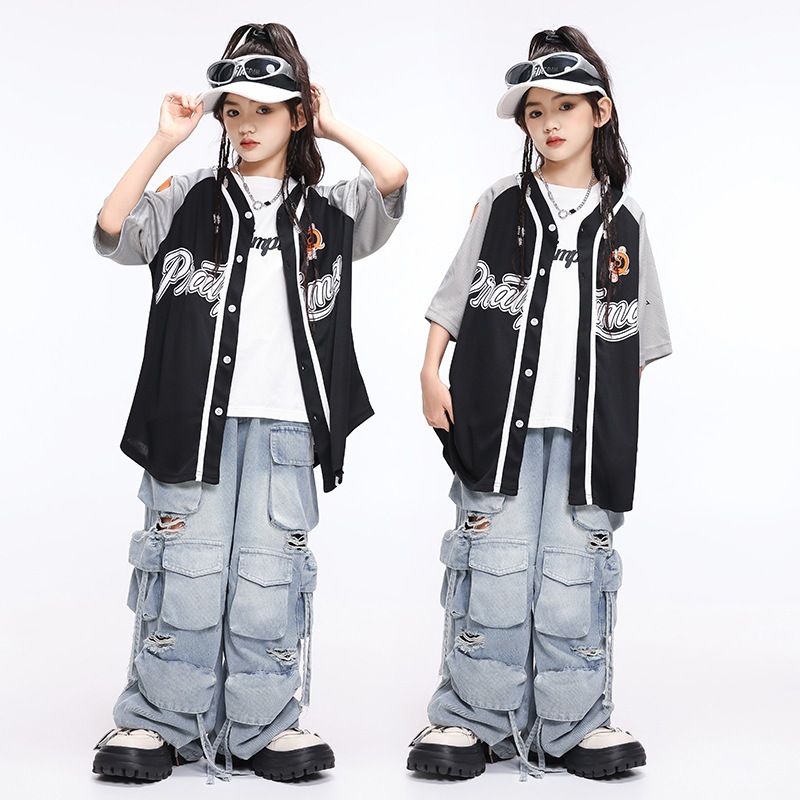 女児ジャズダンス街舞潮装 ヒップホップランウェイ表演服 少儿演出服