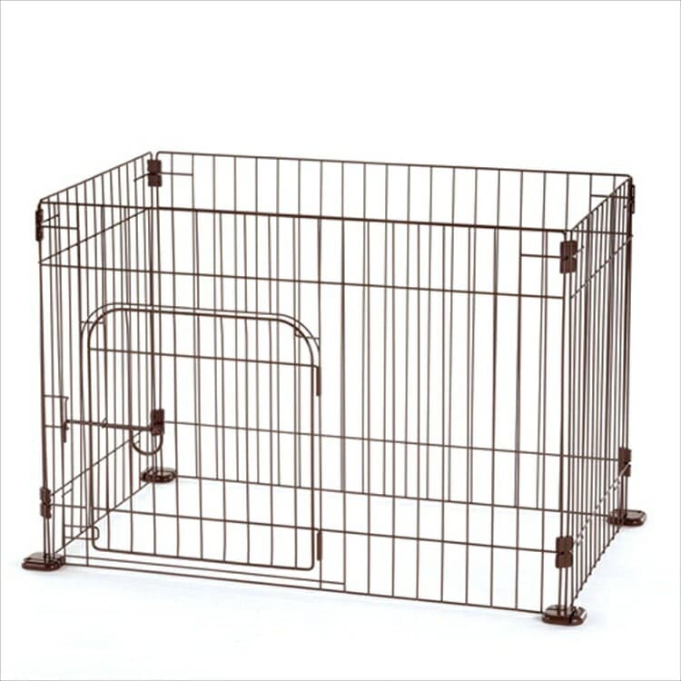 リッチェル カスタムペットサークル 4面90-60入口付 ブラウン 犬 ワイヤーサークル ジョイント式サークル ペットサークル