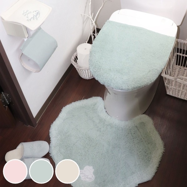 トイレマット セット 4点セット メリージェラートトイレ4点セット シェル 蓋カバー トイレスリッパ トイレットペーパーホルダーカバー マット カバー スリッパ ペーパーホルダーカバー