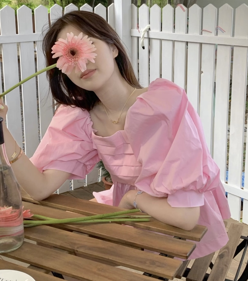 トップス デート モテアイテム チュニック ブラウス 半袖 パフスリーブ コットン 大人可愛い きれいめ 上品 おしゃれ かっこいい 大人可愛い ラブリー キュート ガーリー クール モード系