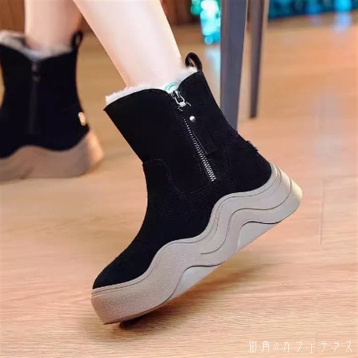 シューズ 靴 ブーツ 2色 ムートン ショート 厚底 丸トゥ ごつごつ バイカラー 編み上げ 装飾 パール 裏起毛 ボア 厚手 可愛い 大人可愛い きれいめ シンプル カジュアル シック コンサバ 華