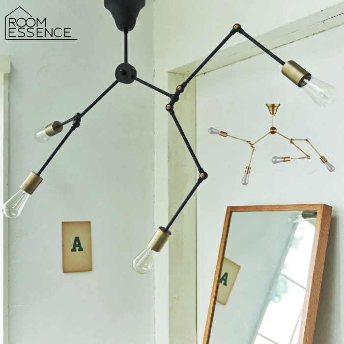 ペンダントライト 吊下げ灯 4灯 エジソン電球S付き 60W E26 電球色 白熱電球 フィラメント