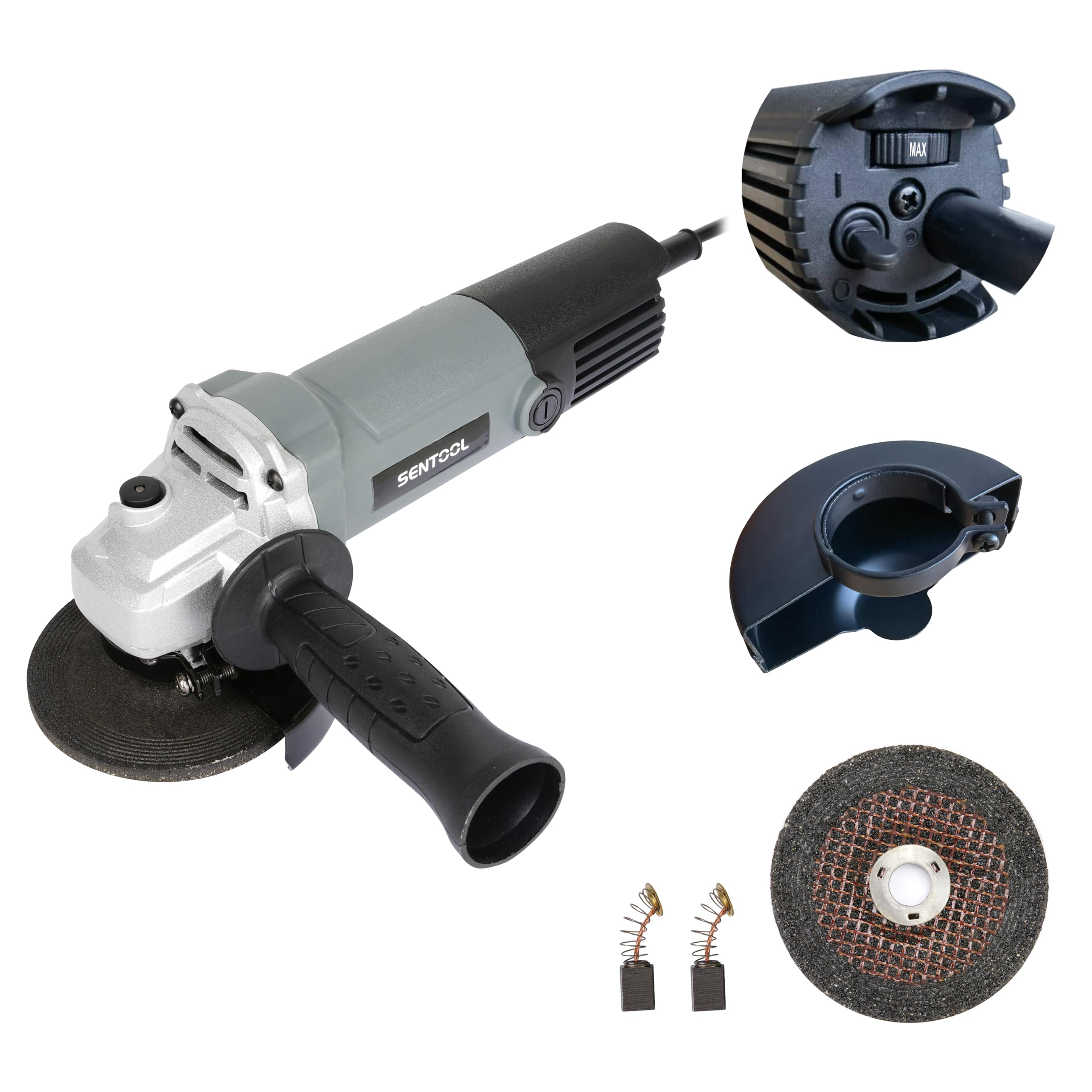 SENTOOL 変速ディスクグラインダー 100mm グラインダー 変速 コード式 無段変速 7段階 1台で5役 AC100V 600W グラインダー 工具 オフセット砥石(研削用）2枚付属 穴径15 5,569円