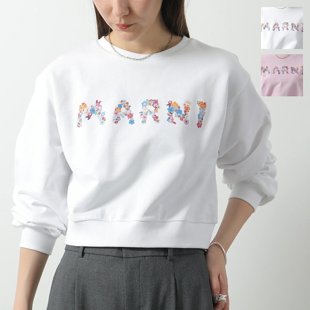 MARNI KIDS マルニ キッズ スウェットシャツ M01424 M00V1 レディース ガールズ 長袖 トレーナー フラワーロゴ 花 プリント 長袖 カラー2色