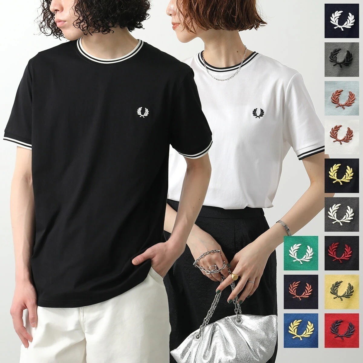 FRED PERRY フレッドペリー Tシャツ TWIN TIPPED T-SHIRT M1588 メンズ レディース カットソー ロゴ ローレルリース 刺繍 カラー14色