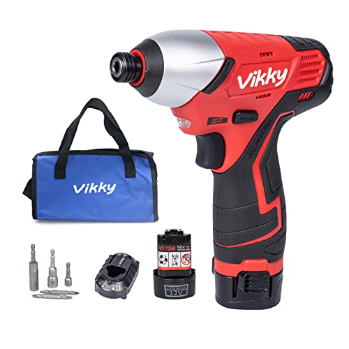 Vikky 12Vインパクトドライバー1.5Ahコードレス4スピードインパクトドリルキット1/4イ
