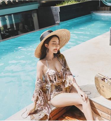 レディース 女性 女の子 ガールズ 水着 3セット 上下セットスカート ビーチ 海水浴 花柄 オシャレ セクシー 上品 人気 夏 2395