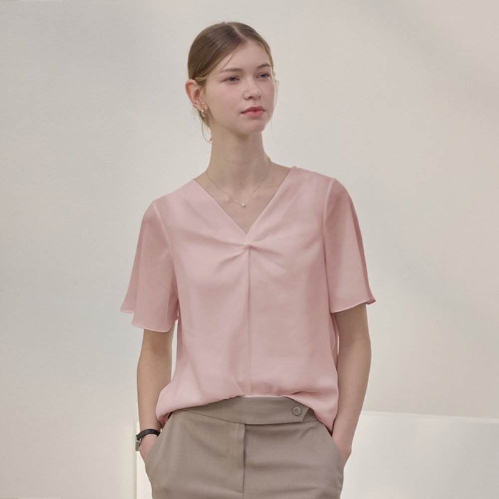 [リアーナニューヨーク] ソフトシャーリングブラウス_ピンク