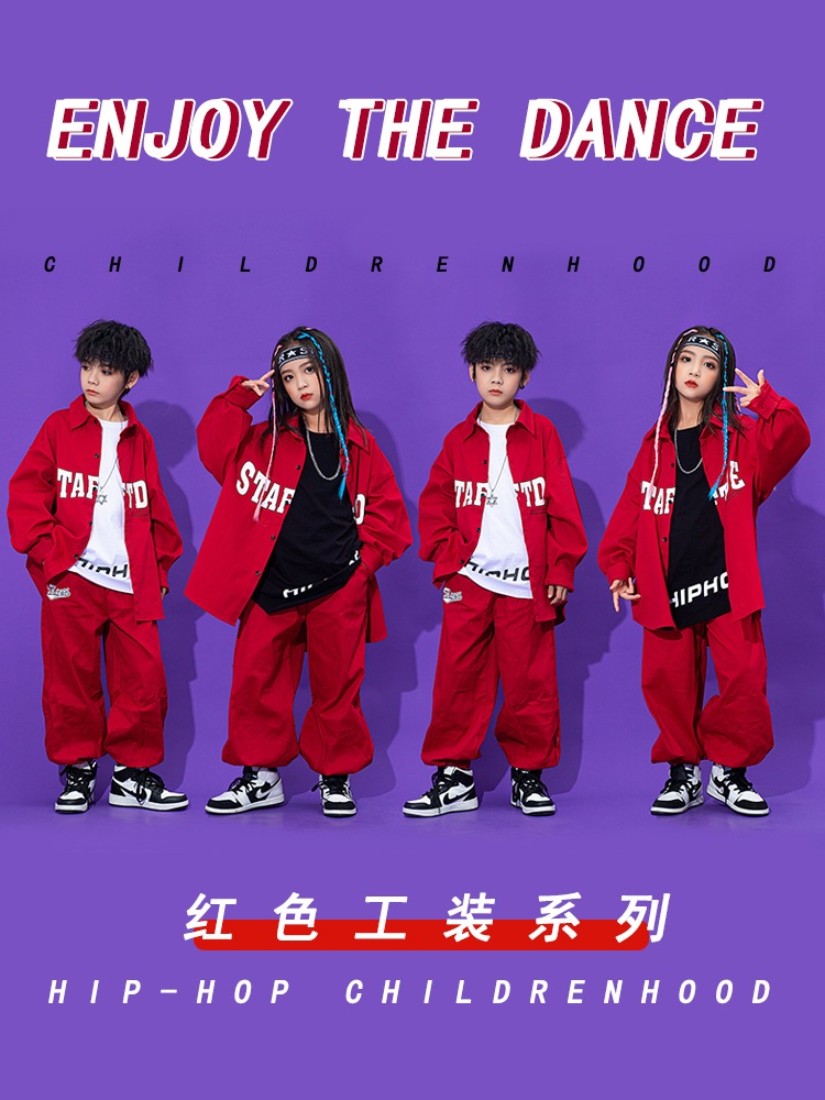 キッズ ダンス衣装 ヒップホップ 花柄シャツ セットアップ HIPHOP ダンスシャツ へそ出し タ41
